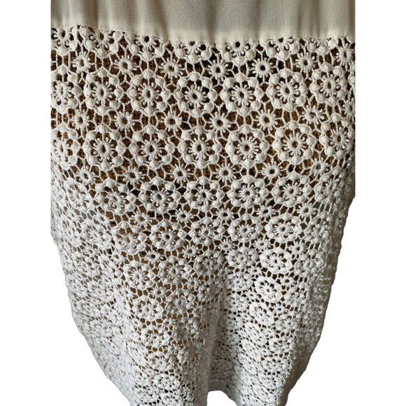 🍒 2/$20 🍒 Lace Front Sheer Back Ivory Tank Top Large - Picture 3 of 4